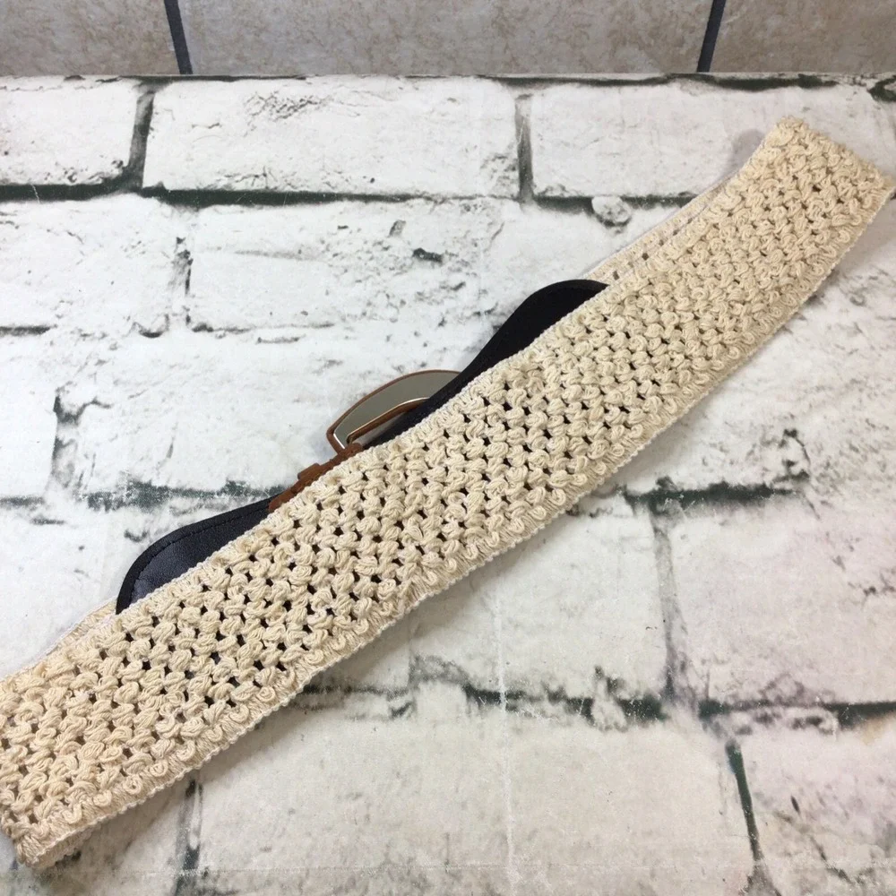Vintage Woven Stretch Belt Womens Sz L Large 34-38